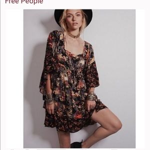 Free People Heart of Gold Watercolor Floral Mini Dress